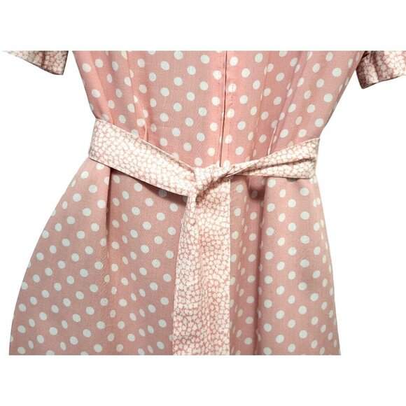 Vintage 1980s Jamie Brooke Pink Polka Dot Rayon Maxi Dress - Picture 10 of 13